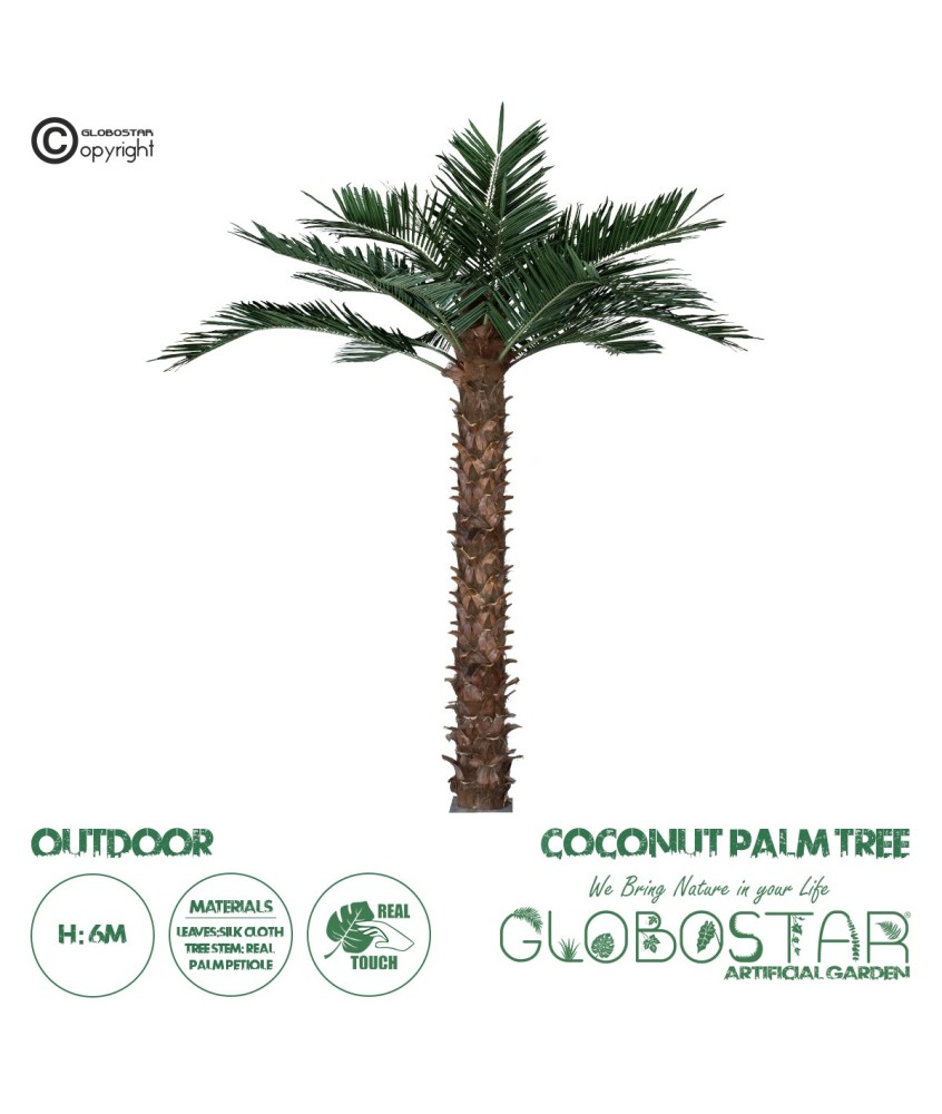 GloboStar® Artificial Garden COCONUT PALM TREE 20436 Τεχνητό Διακοσμητικό Φοινικόδεντρο Κοκοφοίνικας Υ600cm